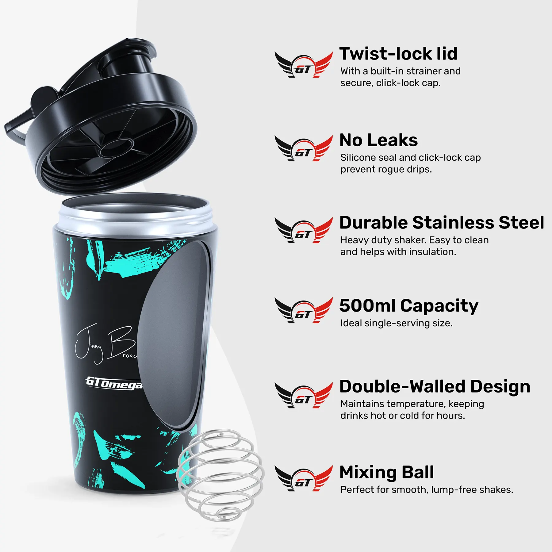 Jimmy Broadbent Edition Insulated Stainless Steel Shaker - 500ml - Image 3