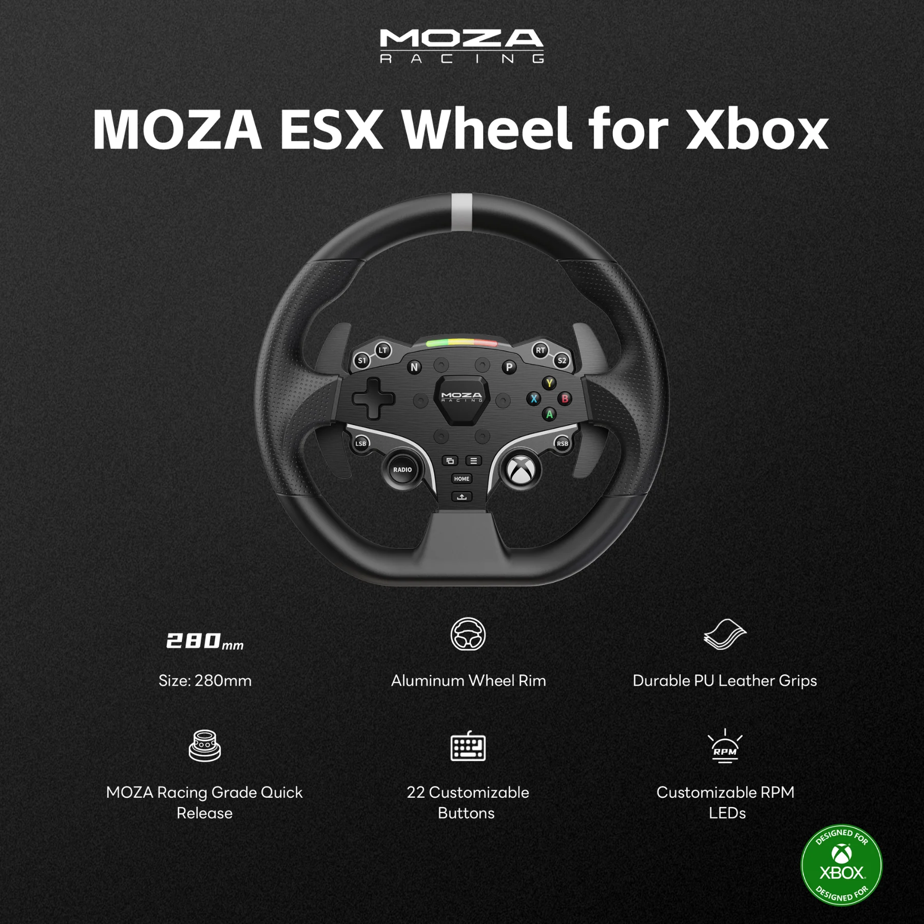 MOZA RACING ESX Steering Wheel for PC & Xbox - Image 4