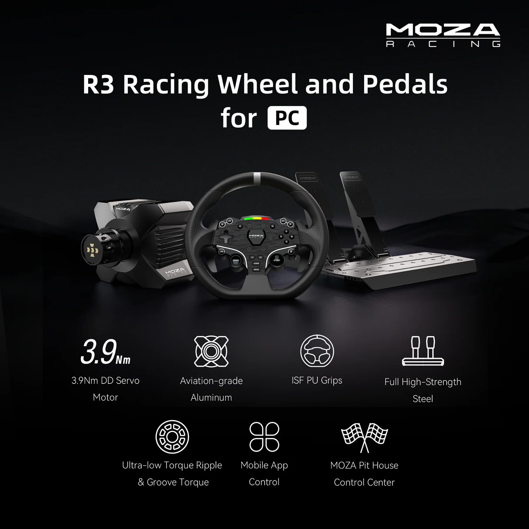 MOZA RACING R3 Racing Wheel and Pedals for PC - Image 4